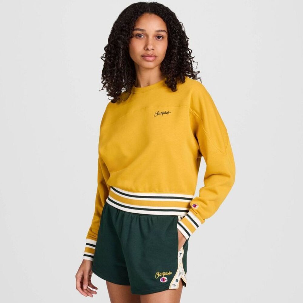 Champion Women's French Terry Sweatshirt - Yellow L